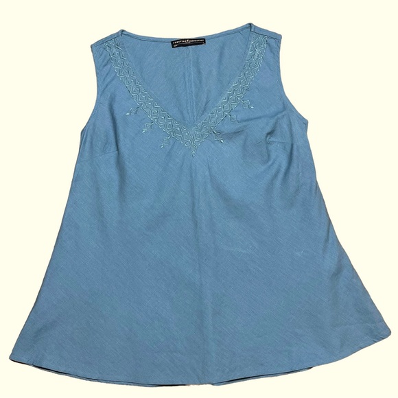 Peruvian Connection Provence Linen Cotton Blend Embroidered Tank Top Sz S - Picture 6 of 10